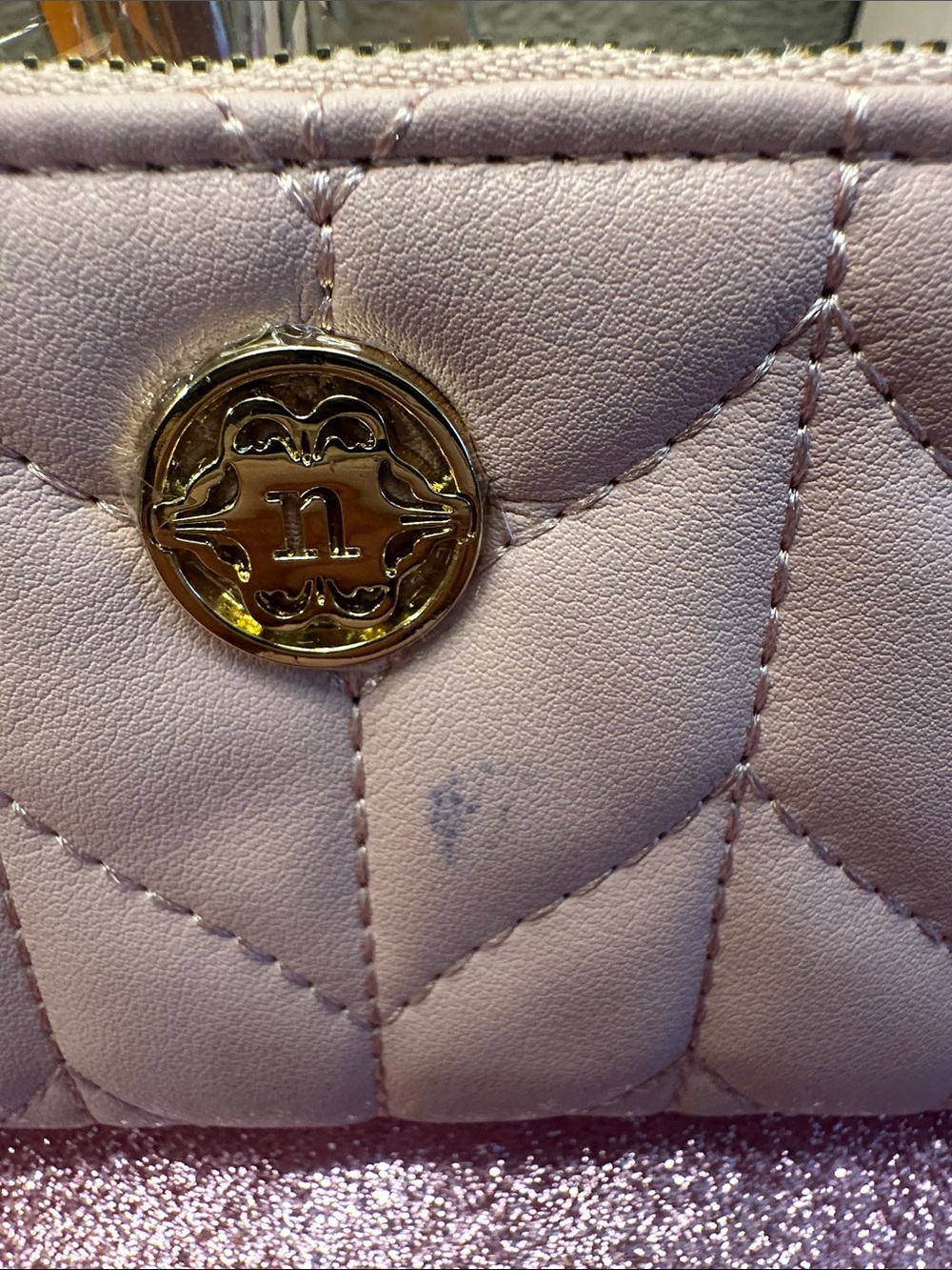 Unlisted Pink Quilted Wristlet Card Holder with Gold Accent - Picture 3 of 6
